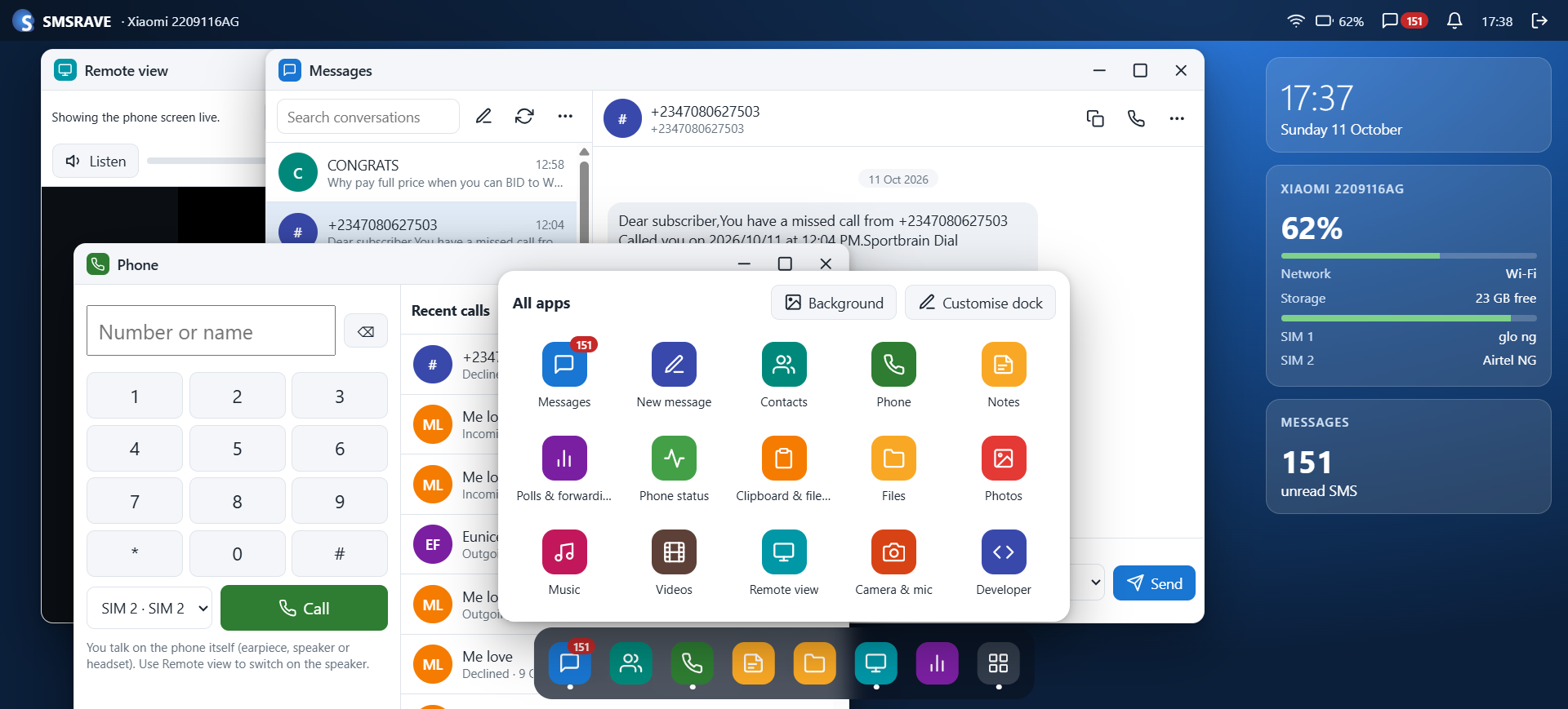 Phone desktop in the browser